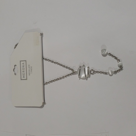 Silver tone Grey Stone Beaded Twisted Design Necklace - Women's Fashion Jewelry - Picture 6 of 8